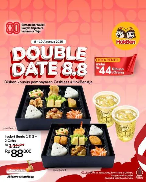 Promo HokBen Double Date 8.8 Paket Irodori Bento