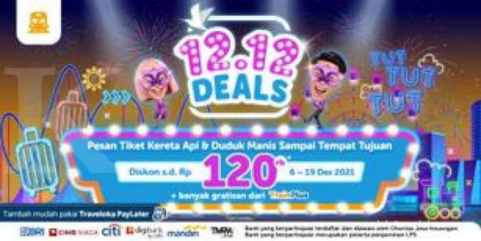 Promo Traveloka 12.12 Deals, Diskon Tiket Kereta s.d Rp 120.000 Periode 6-19 Des 2021