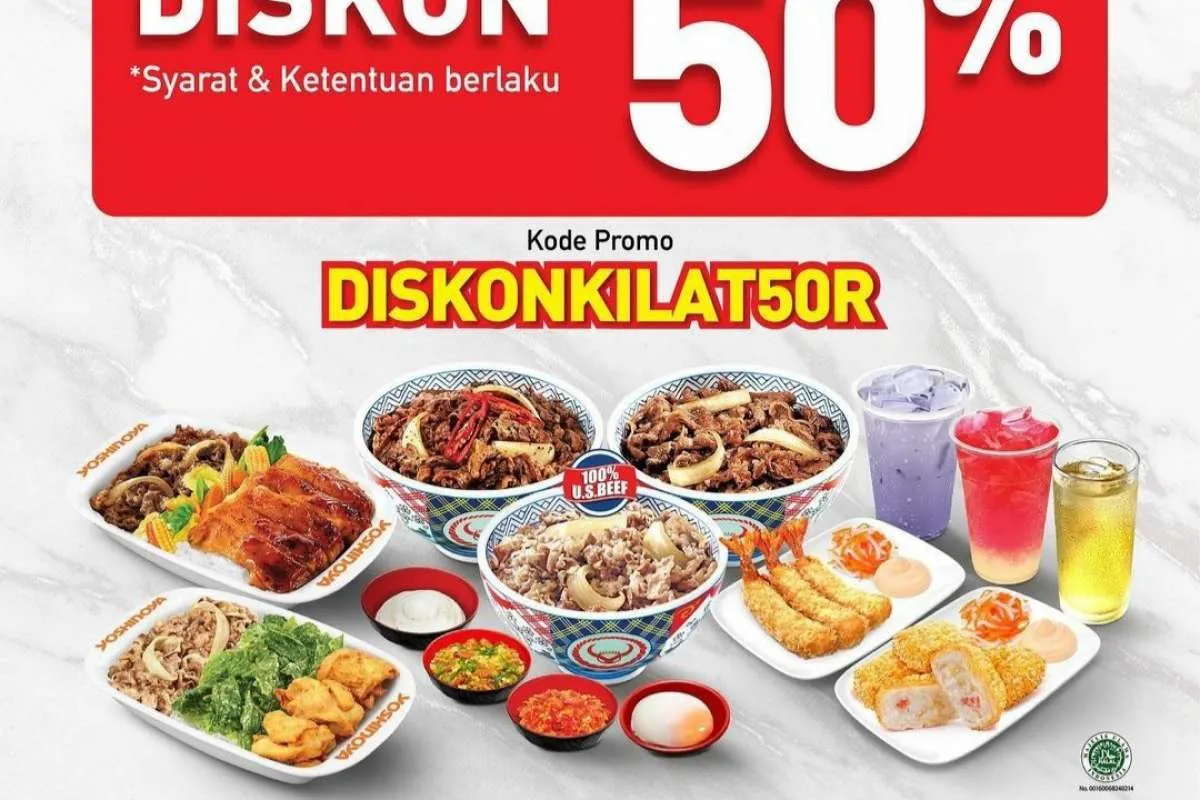 Promo Flash Sale 7.7 Yoshinoya 6-8 Juli 2022, Ada Diskon 50% di Jam 2-5 Sore