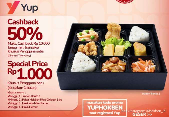 Promo HokBen x Yup Selama November 2025, Makan Enak Menu Pilihan Cuma Rp 1.000