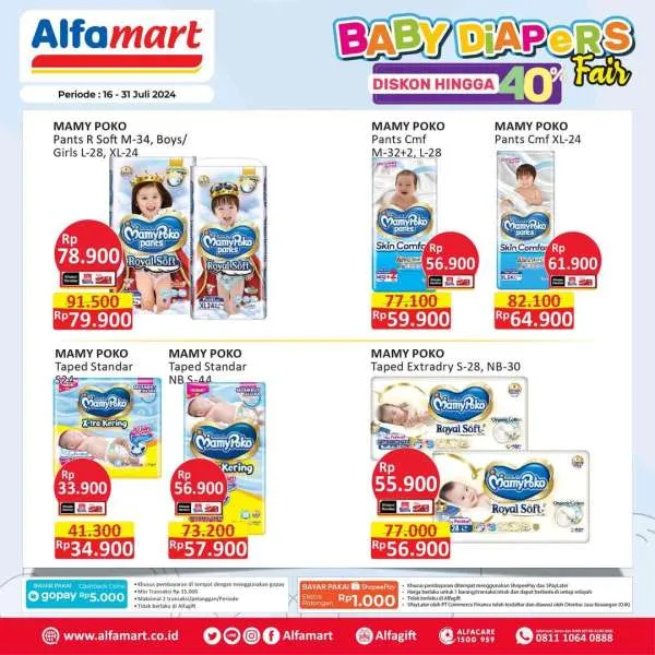 Promo Alfamart Baby Diapers Fair Diskon s/d 40% Periode 16-31 Juli 2024