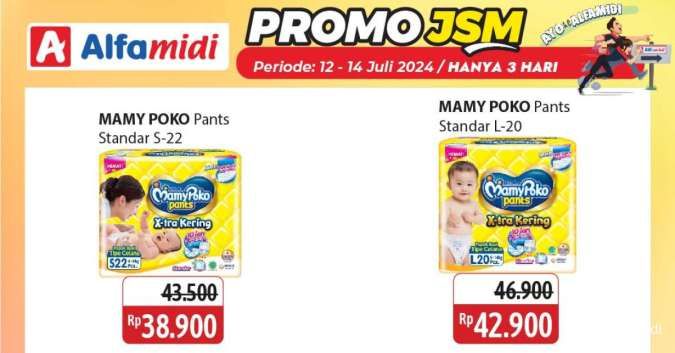 Promo JSM Alfamidi Periode 12-14 Juli 2024, Popok Anak Diskon s/d Rp 12.000!