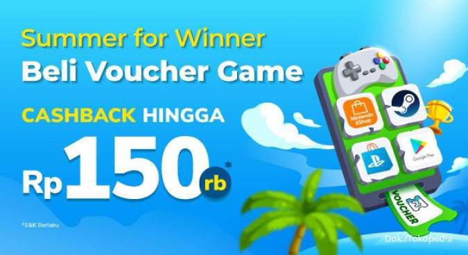 Promo Summer Sale di Tokopedia, Beli Voucher Game Cashback Rp 150.000