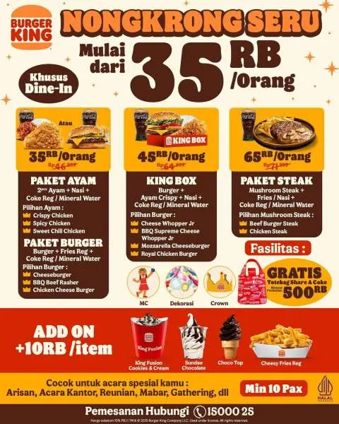 Promo Burger King Nongkrong Seru Paket Hemat