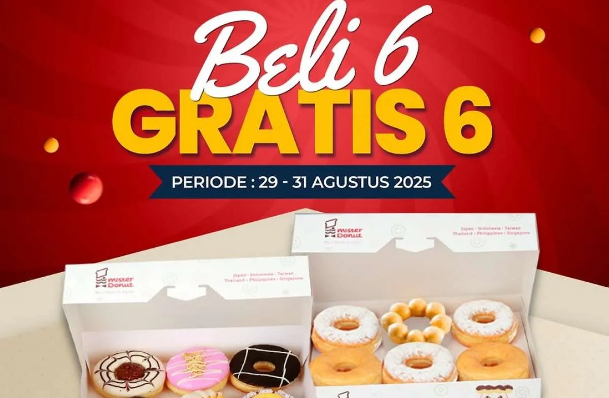 Promo Mister Donut Beli 6 Gratis 6, Berakhir Hari Ini 31 Agustus 2025