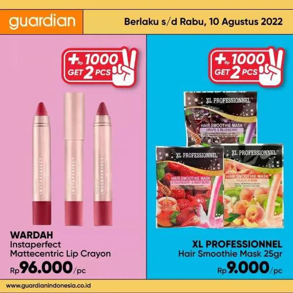 Promo Guardian +1000 Get 2 Pcs Periode 4-10 Agustus 2022
