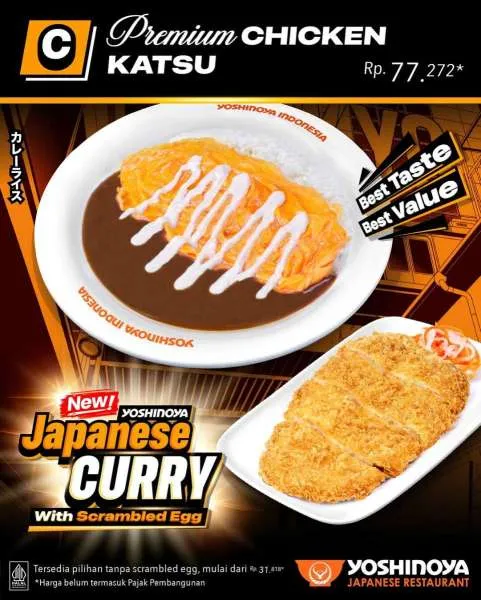 Promo Yoshinoya Japanese Curry with Scrambled Egg dan Premium Chicken Katsu