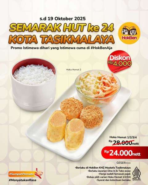 Promo HokBen HUT Kota Tasikmalaya di Oktober 2025