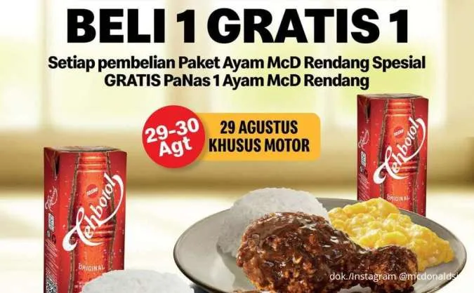 Promo McD Drive Thru 29-30 Agustus 2025, Beli 1 Gratis 1 Paket Ayam McD Rendang
