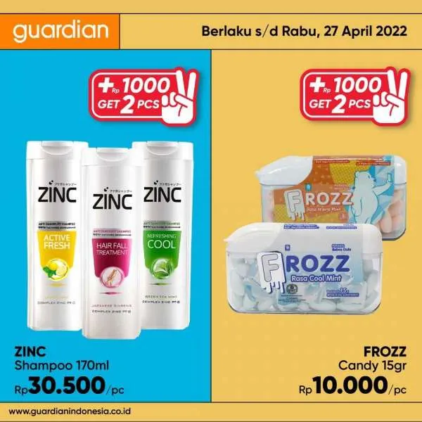 Promo Guardian +1000 Get 2 Pcs Periode 21-27 April 2022