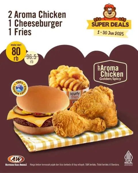 Promo A&W Couple Meal Juni Aroma Chicken + Cheeseburger