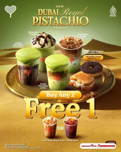 Promo Kopi Kenangan Dubai Royal Pistachio Series Buy 2 Free 1