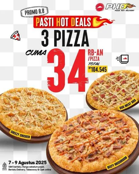 Promo PHD 8.8 Paket 3 Pizza Hemat