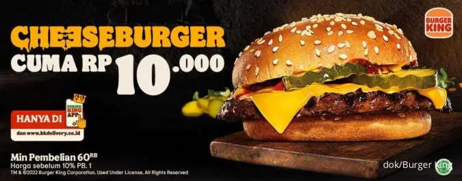 Promo Burger King Cheeseburger Rp 10.000
