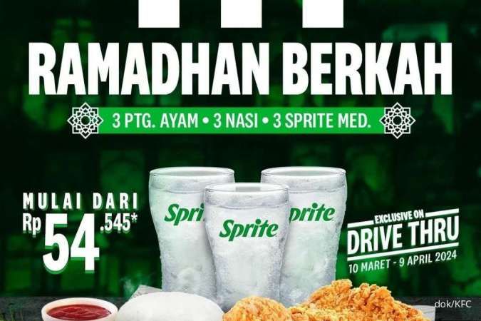 Promo KFC Ramadhan Berkah Maret-April 2024, Serba 3 Porsi Ayam-Nasi-Sprite Rp 54.545