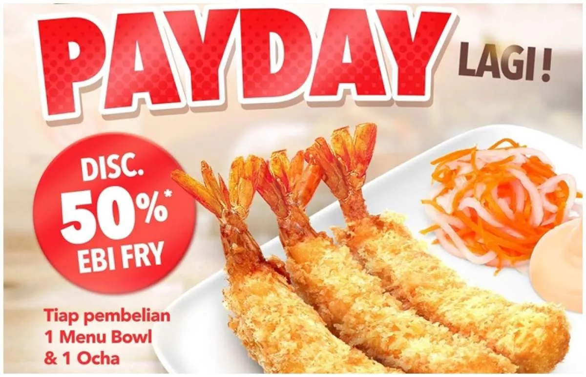 Promo Yoshinoya Payday hingga 30 April, Nikmati Eby Fry Spesial Diskon hingga 50%