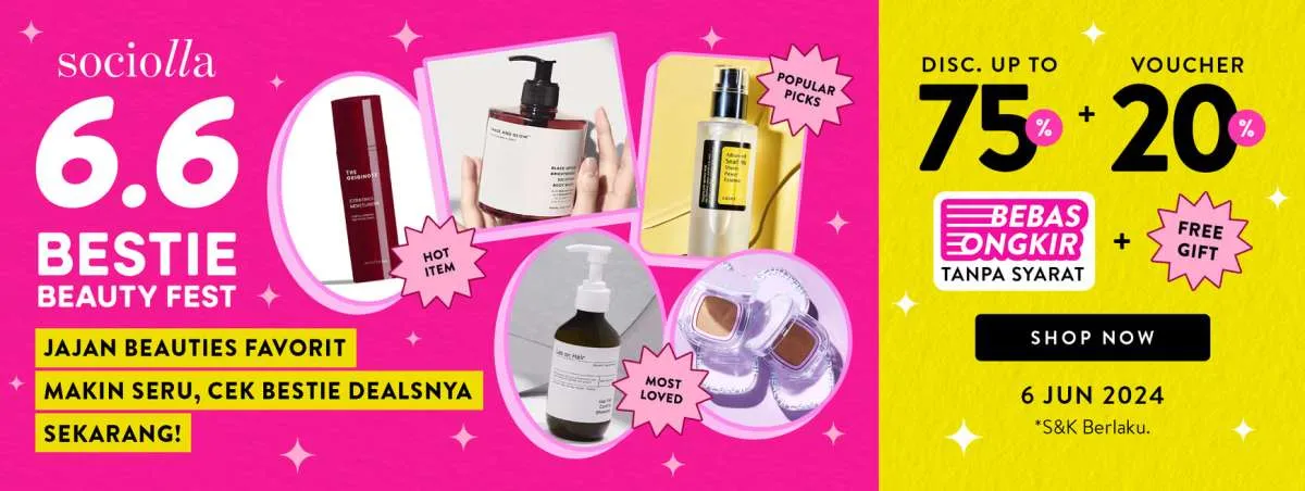  Promo Sociolla Spesial 6.6 Periode 6 Juni 2024, Eyeshadow Pinkflash Diskon 70%