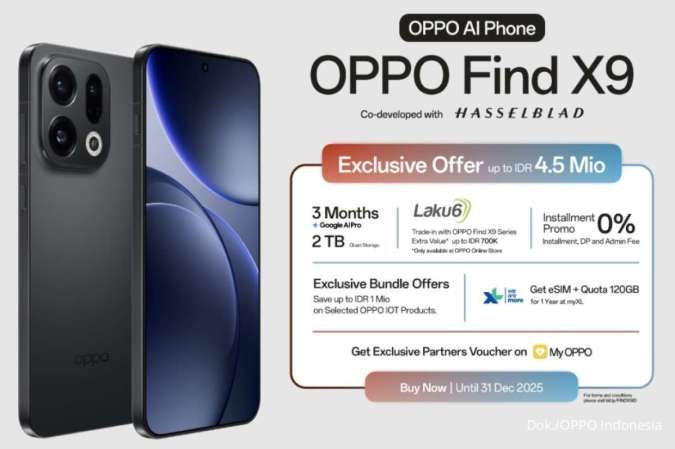 Promo Penjualan Perdana OPPO Find X9: Ada Bonus Senilai Rp 4,5 Juta