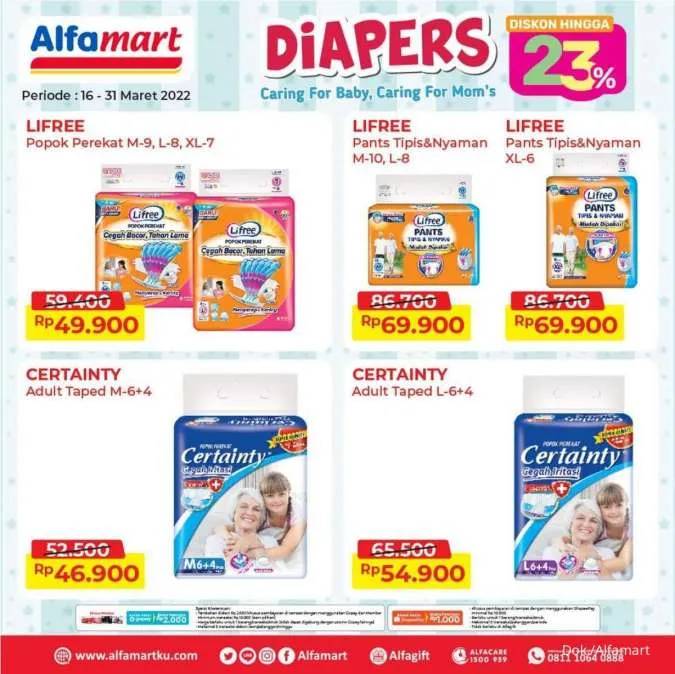 Promo Alfamart Diapers Diskon s/d 23% Periode 16-31 Maret 2022