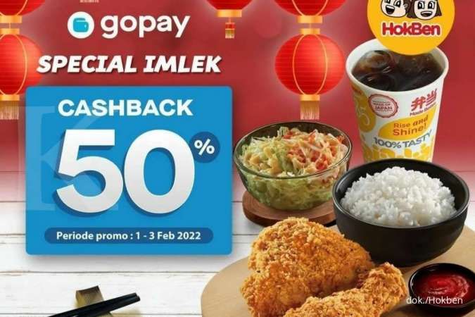 Promo Hokben Spesial Imlek 1-3 Februari 2022, Ada Cashback 50% Menu Hokben di Gopay