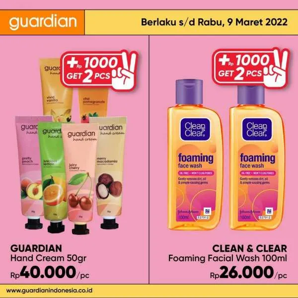 Promo Guardian +1000 Get 2 Pcs Periode 3-9 Maret 2022