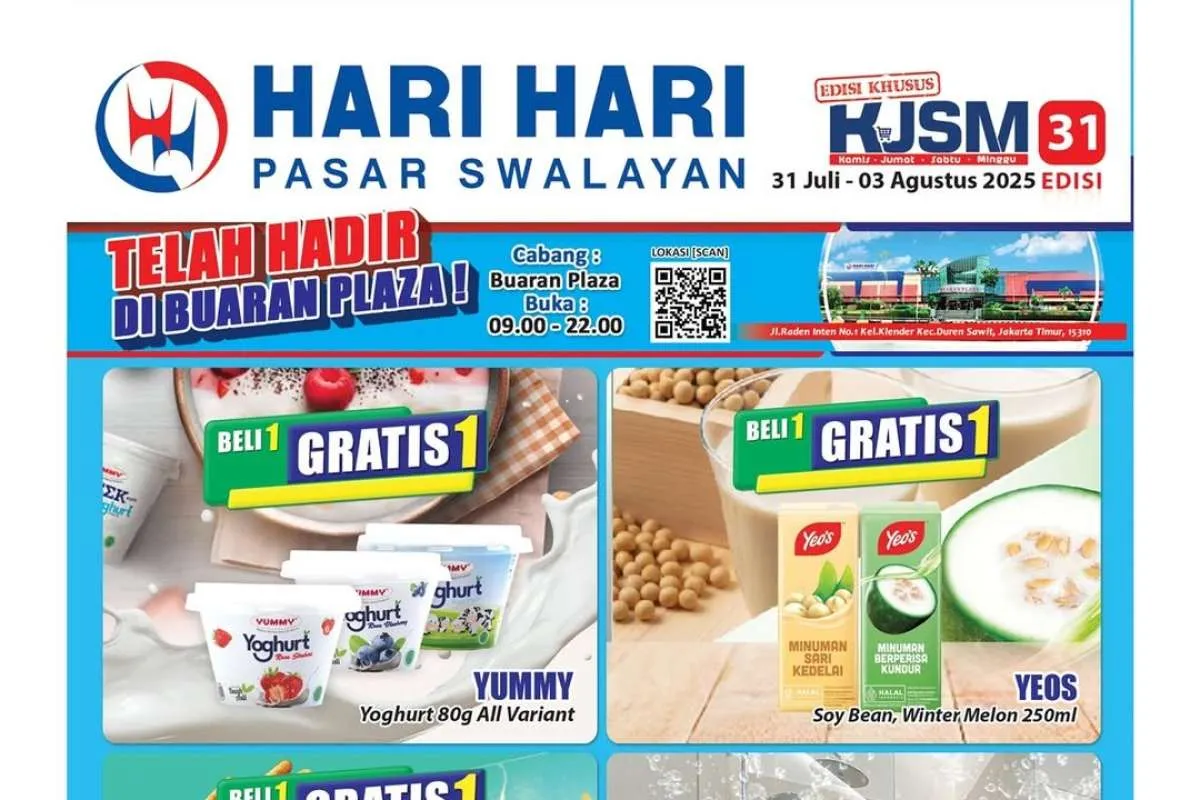 Promo KJSM Hari Hari Swalayan 31 Juli-3 Agustus 2025, Ada Beli 1 Gratis 1