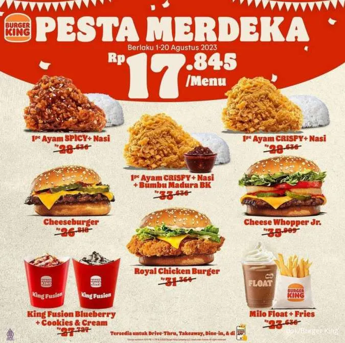Promo Burger King Pesta Merdeka edisi 1-20 Agustus 2023