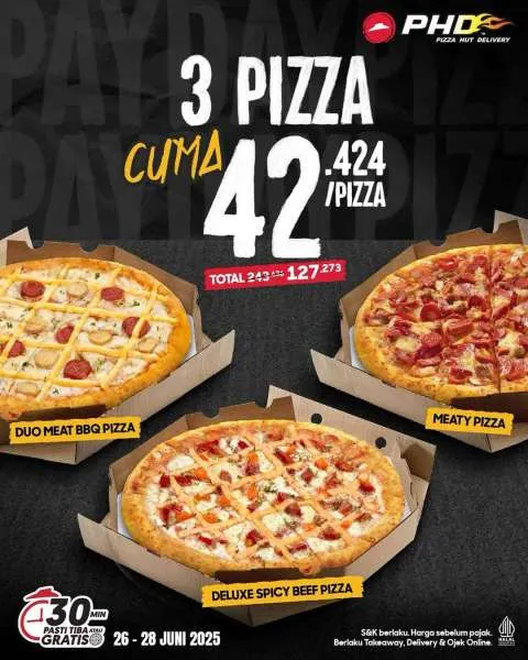 Promo PHD 3 Pizza Harga Spesial 26-28 Juni 2025