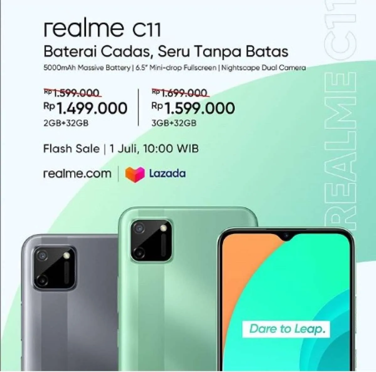 Harga HP Realme C11 resmi dijual mulai Rp 1,499 juta - Rp 1,599 juta