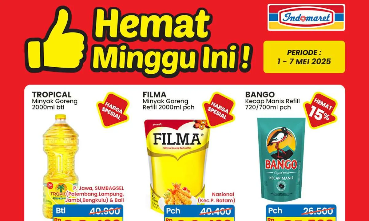Promo Indomaret 1-7 Mei 2025, Minyak Goreng Tropical dan Filma Harga Spesial