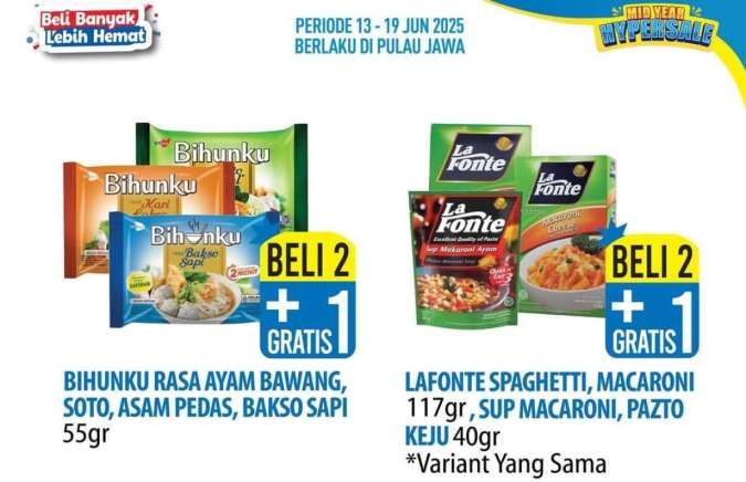 Promo Hypermart Beli Banyak Lebih Hemat 13-19 Juni 2025, La Fonte Beli 2 Gratis 1