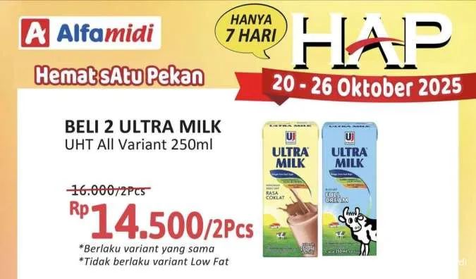 Promo Alfamidi Hemat Satu Pekan 20-26 Oktober 2025, Ultra Milk Beli 2 Lebih Hemat