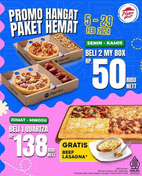 Promo Pizza Hut Gratis Beef Lasagna & 2 My Box Rp 50.000