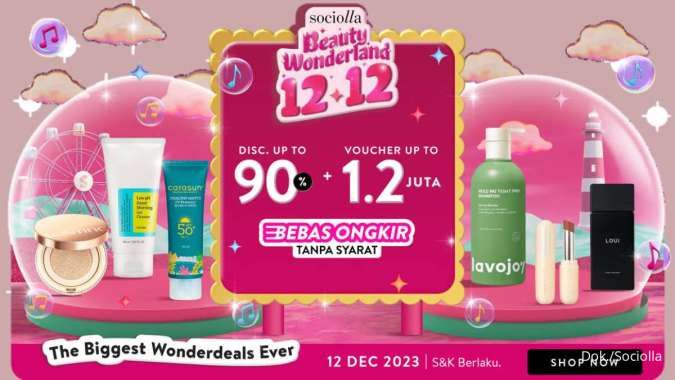 Promo Sociolla 12.12 Beauty Wonderland Diskon s/d 90%, Berlaku Hanya 12 Desember 2023