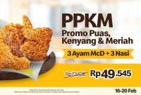 Promo PPKM McD 16-20 Februari 2022, Diskon Paket 3 Ayam dan 3 Nasi Rp 49.545