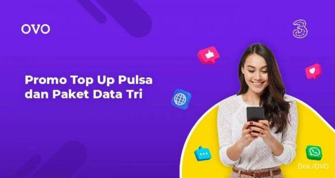 Promo OVO Tri Maret 2022, Top Up Pulsa Dapat Bonus Kuota 5 GB