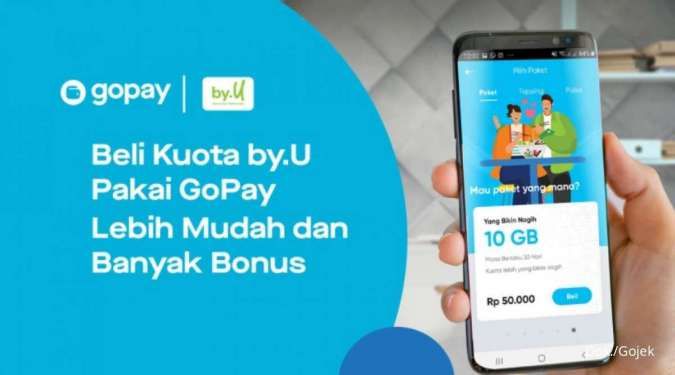 Promo GoPay Februari 2022, Beli Kuota di By.U Dapat Bonus Cashback 50%