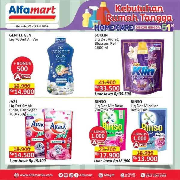 Promo Alfamart Home Care Diskon s/d 51% Periode 1-15 Juli 2024