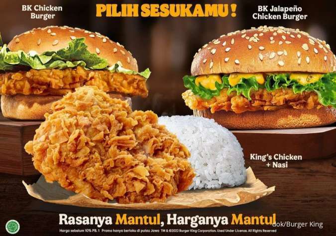 Promo 9.9 Burger King s.d 11 Sept 2022, BK Chicken-Whopper Jr Serba Diskon