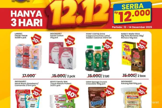Promo 12.12 Indomaret Periode 12-14 Desember 2025, Es Krim-Tisu Basah Serba Rp 12.000