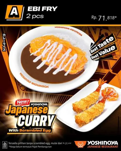 Promo Yoshinoya Japanese Curry with Scrambled Egg dan Ebi Fry