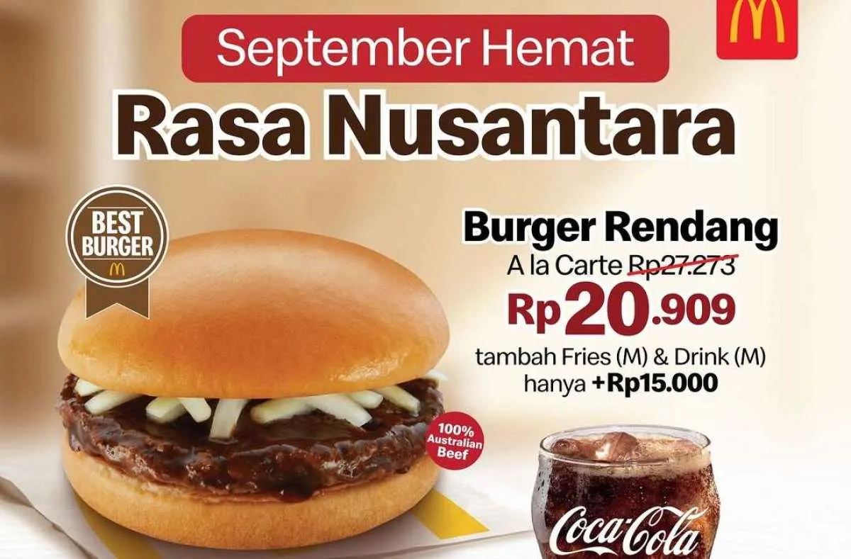 Promo McD September Hemat, Burger Rendang atau PaNas 1 Rendang Mulai Rp 20.000-an