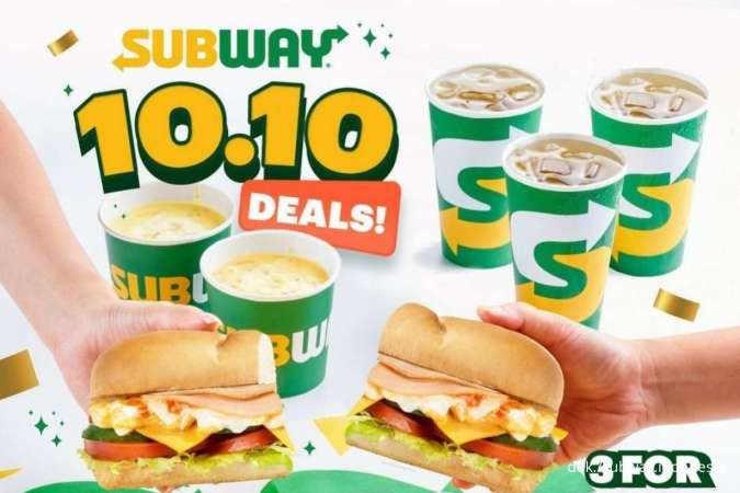 Promo Subway 10.10 Deals Cuma 2 Hari, Pesan Sandwich-Soup Cream Bayar Rp 101.000