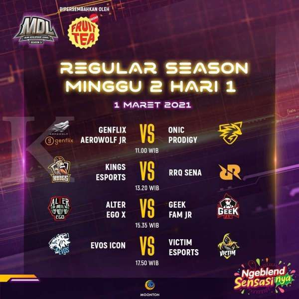 Jadwal MDL Indonesia Regular Season Minggu 2 Hari 1