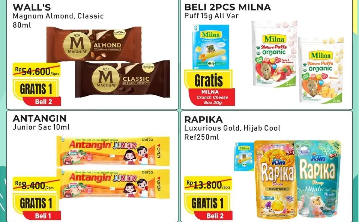 Promo Alfamart Serba Gratis 1-15 September 2025, Beli 2 Gratis 1 Magnum-WOW Spageti