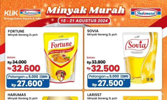 Promo Minyak Goreng Murah & Hemat Terbaru di Indomaret, Superindo dan Lotte Mart 