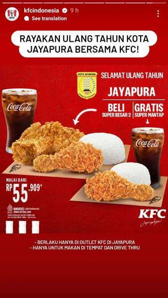 Promo KFC Terbaru 7 Maret 2023 Spesial HUT Kota Jayapura