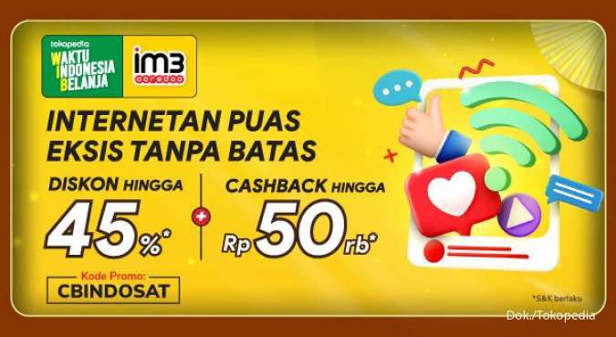 Promo Indosat Spesial WIB di Tokopedia, Beli Paket Data Dapat Diskon!