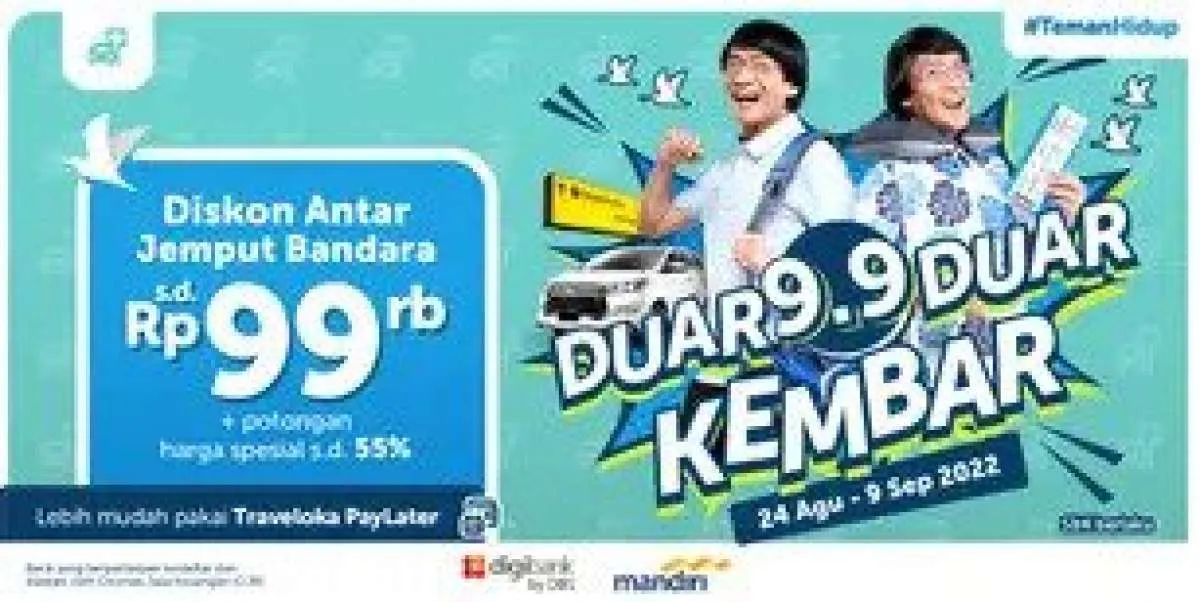 Promo Traveloka 9.9 Merdeka Kembar, Diskon Antar Jemput Bandara hingga Rp 99.000