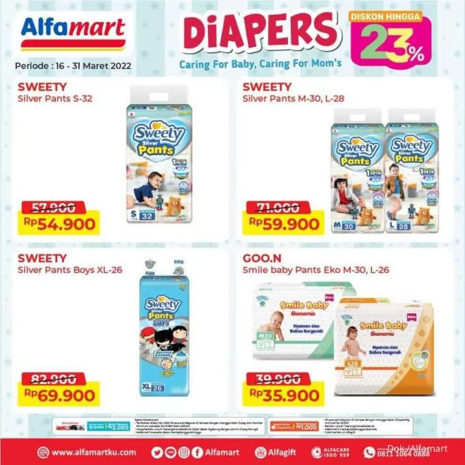 Promo Alfamart Diapers Diskon s/d 23% Periode 16-31 Maret 2022